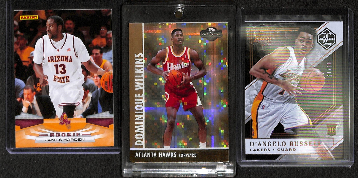  Lot of Over 50 Basketball Insert, Star, Jersey & Rookie Cards!  Inc. Magic Johnson Autograph, (4) Harden Rookie, 2 D. Russell Rookie
