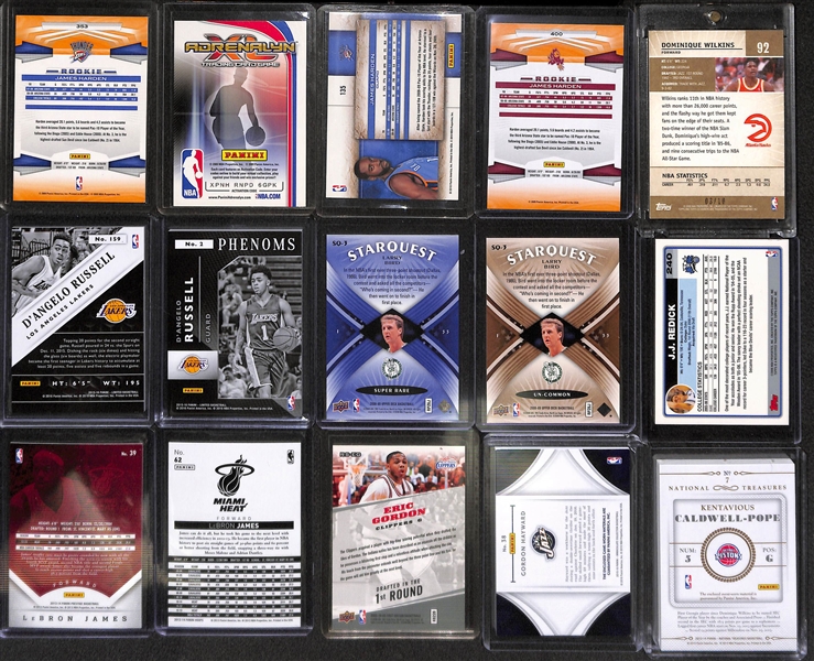  Lot of Over 50 Basketball Insert, Star, Jersey & Rookie Cards!  Inc. Magic Johnson Autograph, (4) Harden Rookie, 2 D. Russell Rookie