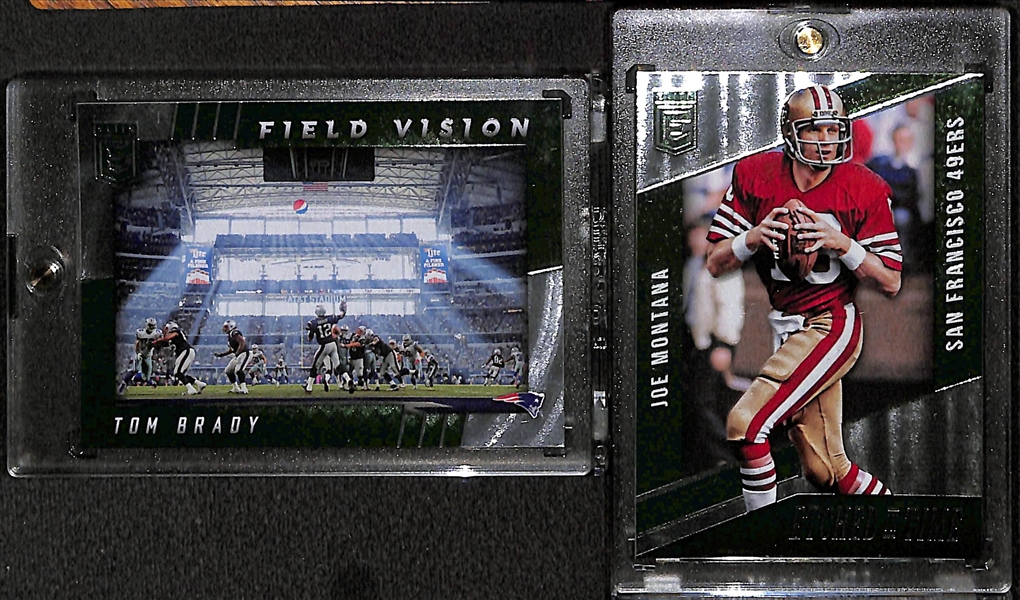 Lot of (12) Rare Recent Football Insert, Star, Rookie Cards w/ (2) Tom Brady (inc Panini Clear Vision #8/9), Elliott, Prescott, Montana