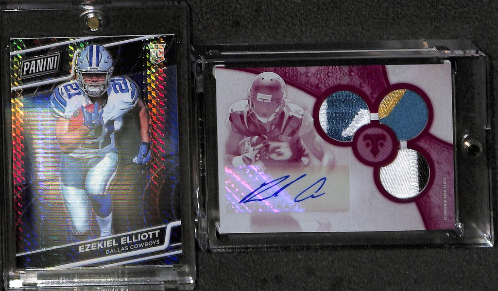Lot of (12) Rare Recent Football Insert, Star, Rookie Cards w/ (2) Tom Brady (inc Panini Clear Vision #8/9), Elliott, Prescott, Montana