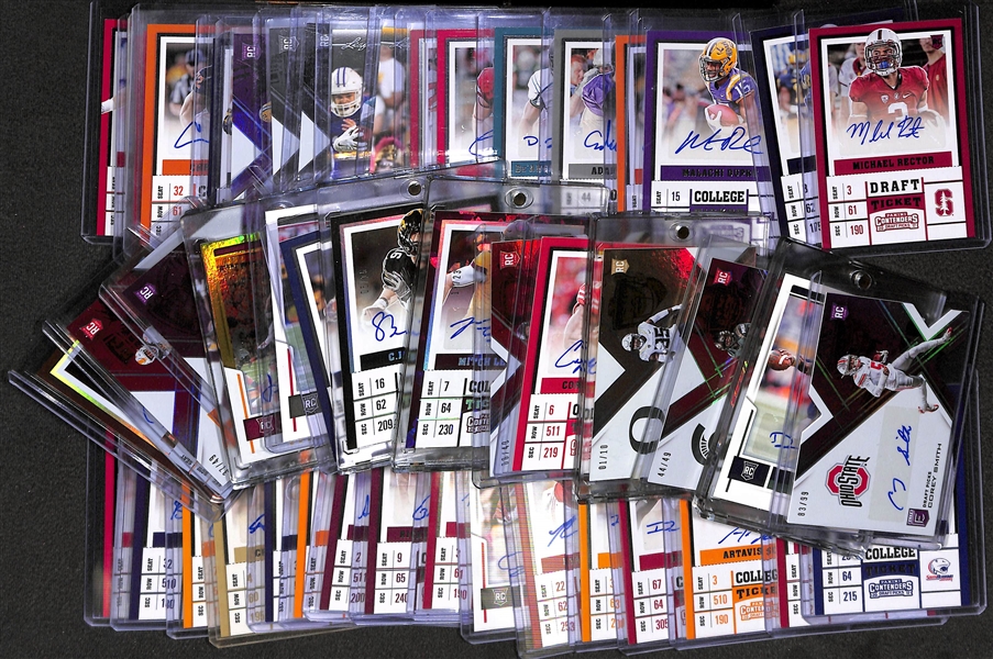 Lot of (48) Certified 2017 Football Autograph Rookie Cards w/DeShone Kizer, Corey Smith, Jerod Evans, Cooper Kupp, Shelton Gibson, Mitch Leidner, Corey Clement, & Montae Nicholson