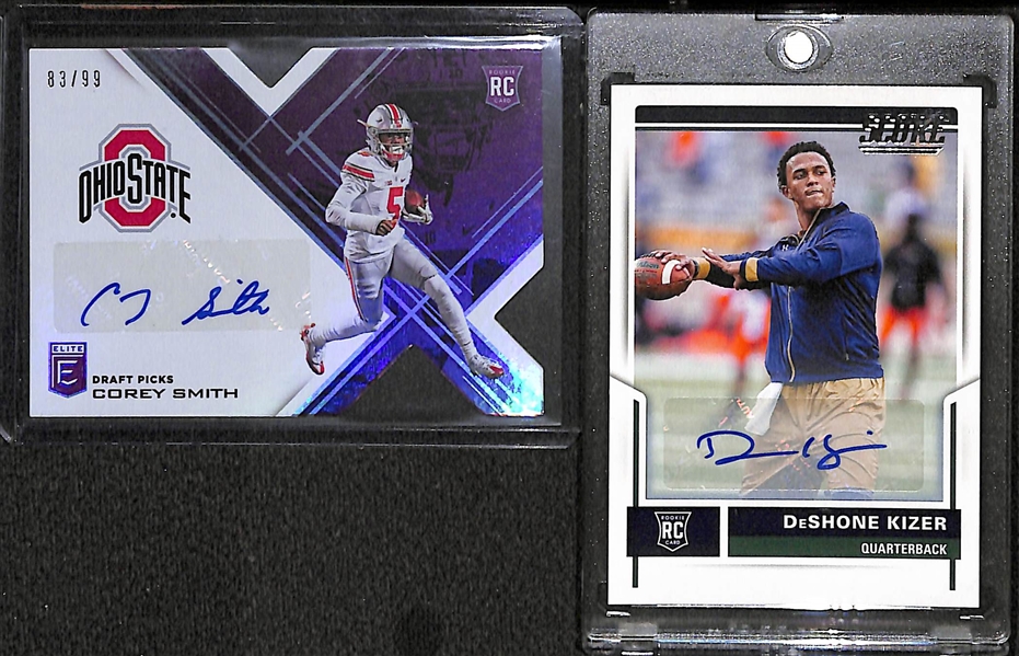 Lot of (48) Certified 2017 Football Autograph Rookie Cards w/DeShone Kizer, Corey Smith, Jerod Evans, Cooper Kupp, Shelton Gibson, Mitch Leidner, Corey Clement, & Montae Nicholson