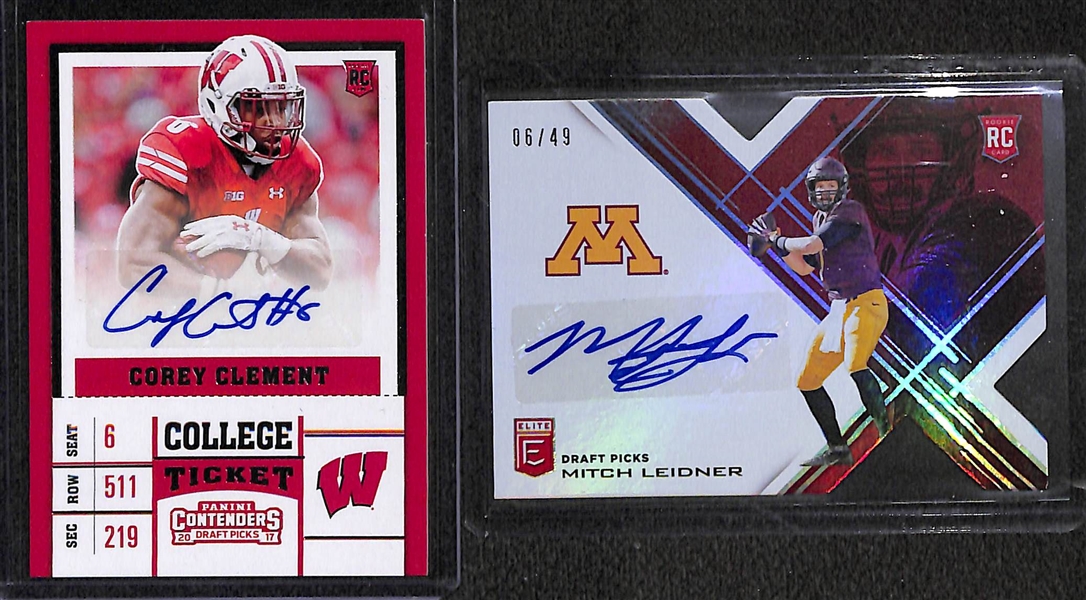 Lot of (48) Certified 2017 Football Autograph Rookie Cards w/DeShone Kizer, Corey Smith, Jerod Evans, Cooper Kupp, Shelton Gibson, Mitch Leidner, Corey Clement, & Montae Nicholson