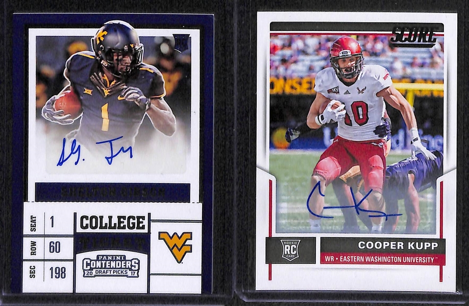 Lot of (48) Certified 2017 Football Autograph Rookie Cards w/DeShone Kizer, Corey Smith, Jerod Evans, Cooper Kupp, Shelton Gibson, Mitch Leidner, Corey Clement, & Montae Nicholson