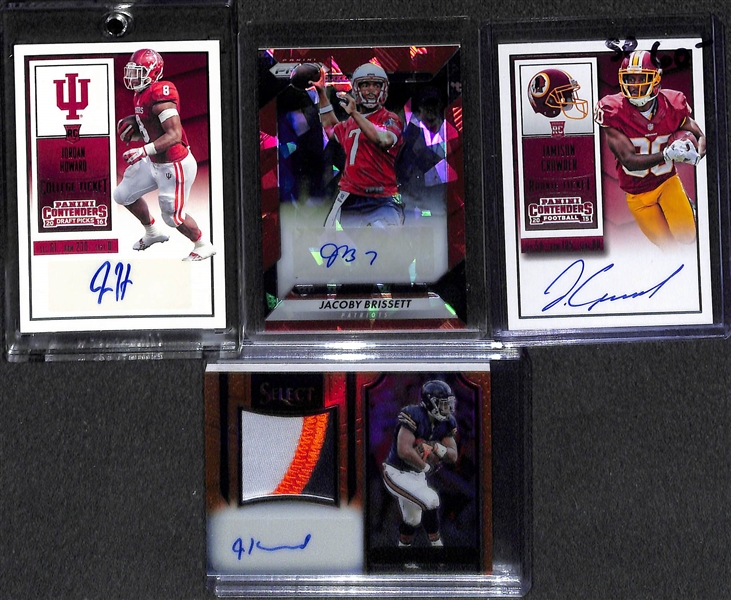 Lot of (59) Certified Football Autograph Cards (mostly rookies) w/ Melvin Gordan SP, Crowder, Braxton Miller, Michael Thomas, Makcolm Mitchell, Hunter Henrey, (2) Jordan Howard (Contenders and...