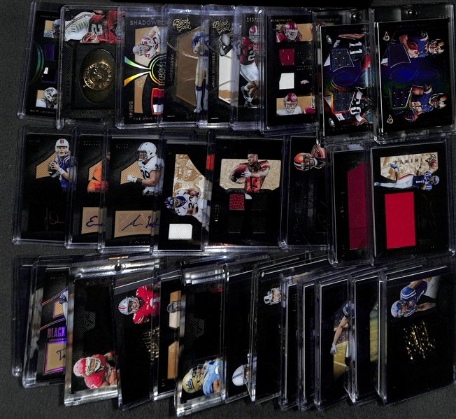 Lot of (30) 2016 Panini Black Gold Certified Football Autograph, Jersey, and Insert Cards (mostly rookies) w/ Dan Marino, Carson Wentz, Joey Bosa (Patch), Joe Namath,  Quad Relics, Derrick Henry, +