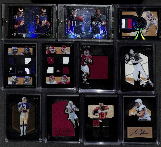 Lot of (30) 2016 Panini Black Gold Certified Football Autograph, Jersey, and Insert Cards (mostly rookies) w/ Dan Marino, Carson Wentz, Joey Bosa (Patch), Joe Namath,  Quad Relics, Derrick Henry, +