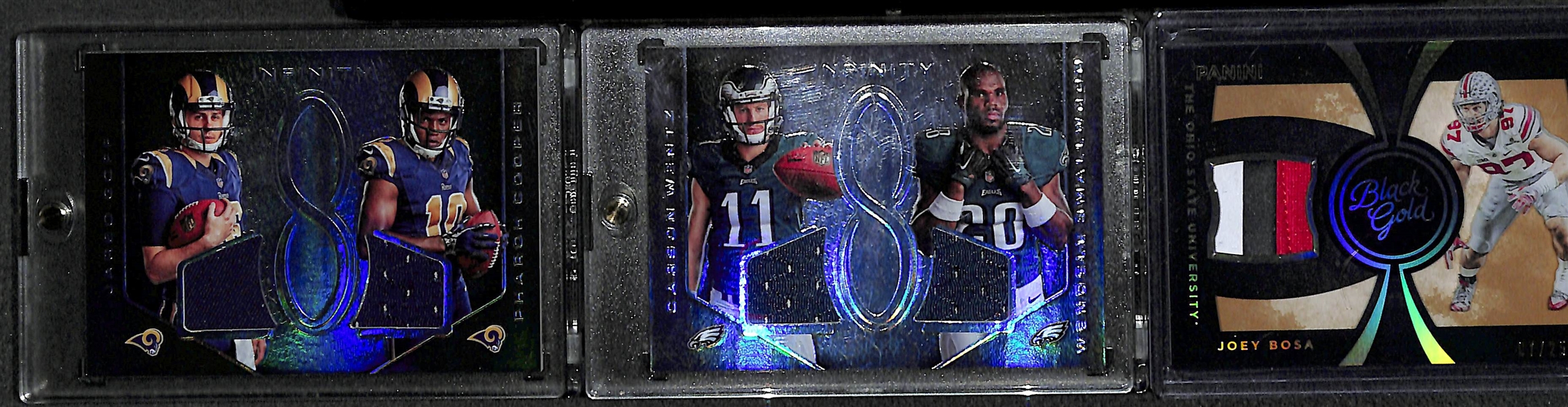 Lot of (30) 2016 Panini Black Gold Certified Football Autograph, Jersey, and Insert Cards (mostly rookies) w/ Dan Marino, Carson Wentz, Joey Bosa (Patch), Joe Namath,  Quad Relics, Derrick Henry, +