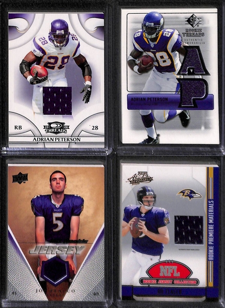 Lot of (45) Certified Football Relic/Jersey Cards w/ Winston, A. Cooper, Hines Ward, A. Petereson, Troy Polamalu,Peyton Manning, Eli Manning, Roger Staubach, D. McNabb, +