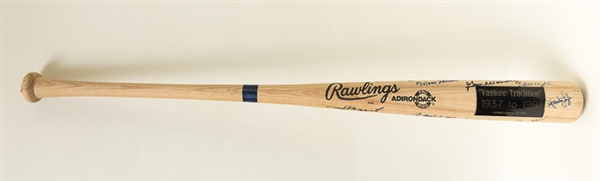 New York Yankees Legends Signed Baseball Bat - 20 autos (w/ Slaughter, Rizzuto, Hunter, Richardson, Bauer, Dent, Mize, +)