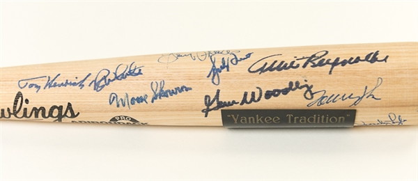 New York Yankees Legends Signed Baseball Bat - 20 autos (w/ Slaughter, Rizzuto, Hunter, Richardson, Bauer, Dent, Mize, +)
