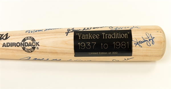 New York Yankees Legends Signed Baseball Bat - 20 autos (w/ Slaughter, Rizzuto, Hunter, Richardson, Bauer, Dent, Mize, +)