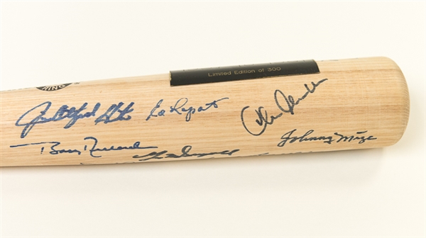 New York Yankees Legends Signed Baseball Bat - 20 autos (w/ Slaughter, Rizzuto, Hunter, Richardson, Bauer, Dent, Mize, +)