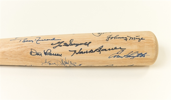 New York Yankees Legends Signed Baseball Bat - 20 autos (w/ Slaughter, Rizzuto, Hunter, Richardson, Bauer, Dent, Mize, +)