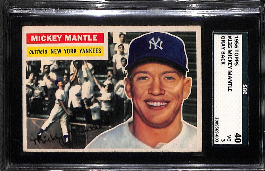 1956 Topps Baseball Almost Complete Set w/ SGC 3 Mickey Mantle - Includes 327 of 340 Cards Plus Both Checklists