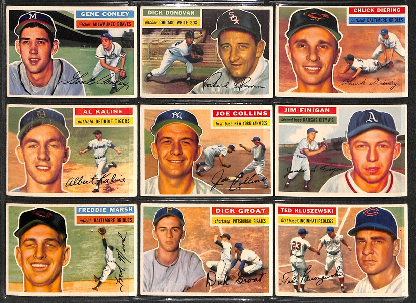 1956 Topps Baseball Almost Complete Set w/ SGC 3 Mickey Mantle - Includes 327 of 340 Cards Plus Both Checklists