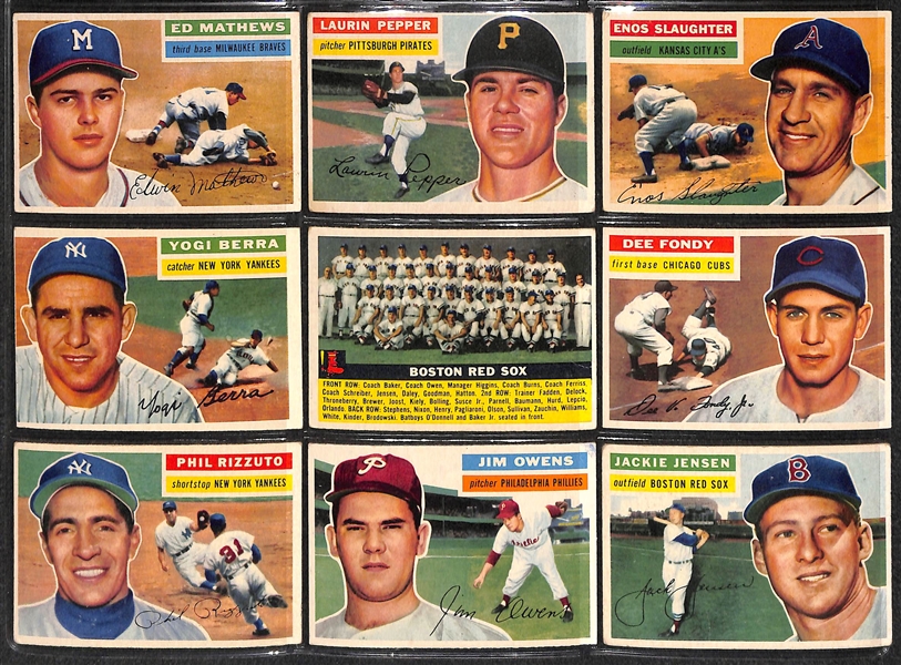 1956 Topps Baseball Almost Complete Set w/ SGC 3 Mickey Mantle - Includes 327 of 340 Cards Plus Both Checklists