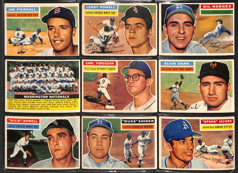 1956 Topps Baseball Almost Complete Set w/ SGC 3 Mickey Mantle - Includes 327 of 340 Cards Plus Both Checklists