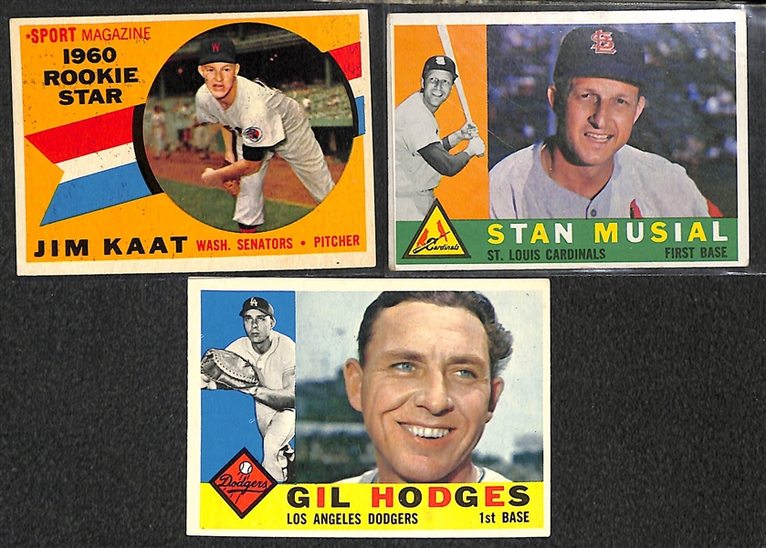 1960 Topps Baseball Partial Set - Includes 372 of 572 Cards - w. Koufax & Musial