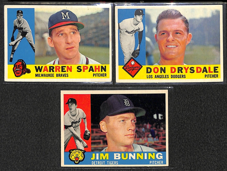 1960 Topps Baseball Partial Set - Includes 372 of 572 Cards - w. Koufax & Musial