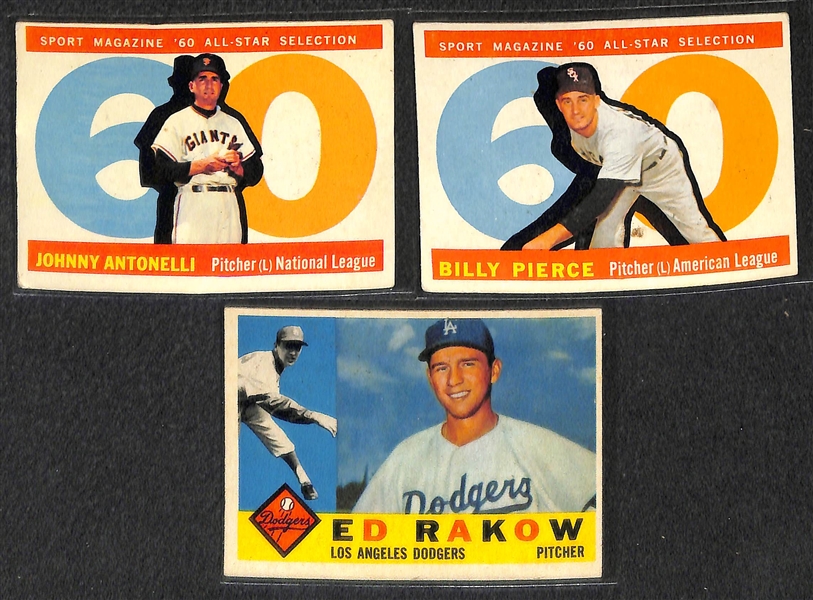 1960 Topps Baseball Partial Set - Includes 372 of 572 Cards - w. Koufax & Musial