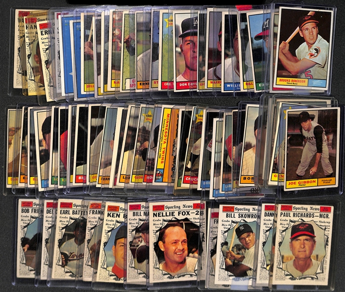 1961 Topps Baseball Near Complete Set - Includes 542 of 589 Cards - w. Hank Aaron & Carl Yastrzemski