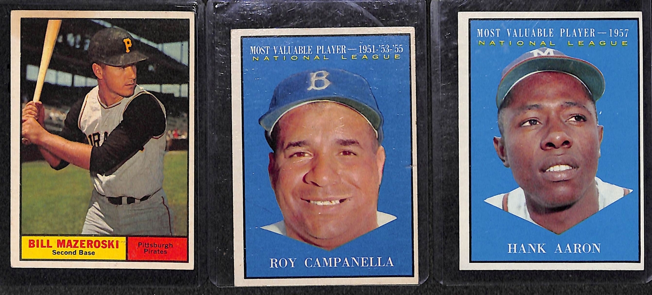 1961 Topps Baseball Near Complete Set - Includes 542 of 589 Cards - w. Hank Aaron & Carl Yastrzemski