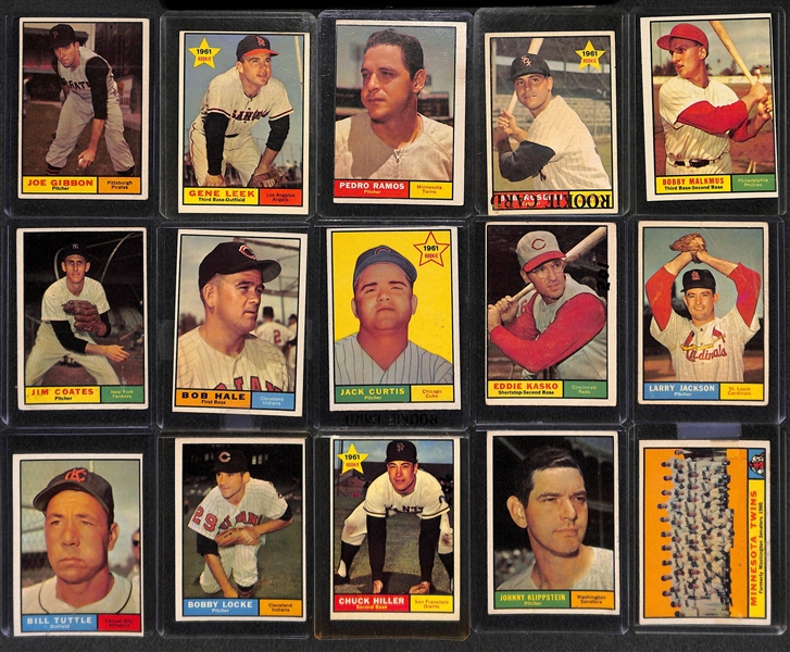 1961 Topps Baseball Near Complete Set - Includes 542 of 589 Cards - w. Hank Aaron & Carl Yastrzemski