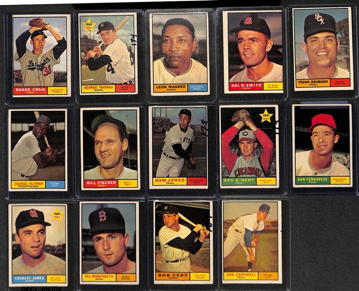 1961 Topps Baseball Near Complete Set - Includes 542 of 589 Cards - w. Hank Aaron & Carl Yastrzemski