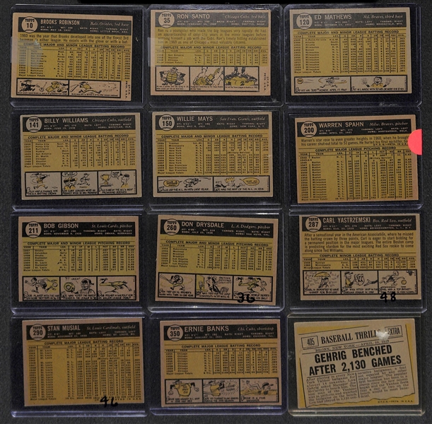1961 Topps Baseball Near Complete Set - Includes 542 of 589 Cards - w. Hank Aaron & Carl Yastrzemski
