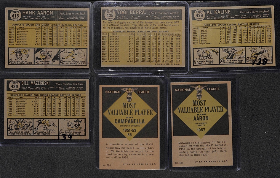 1961 Topps Baseball Near Complete Set - Includes 542 of 589 Cards - w. Hank Aaron & Carl Yastrzemski