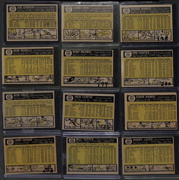 1961 Topps Baseball Near Complete Set - Includes 542 of 589 Cards - w. Hank Aaron & Carl Yastrzemski
