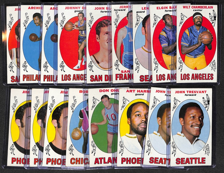  Lot of 17 - 1969-70 Topps Basketball Cards w. Chamberlain & Baylor