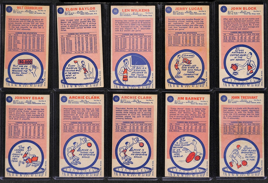  Lot of 17 - 1969-70 Topps Basketball Cards w. Chamberlain & Baylor