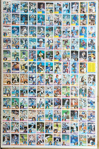 RARE Lot of 4 1983 Topps Baseball Uncut Sheets w. Boggs - Identical Sheets But Each at a Different Step in the Color Process - B/W, Cyan, Magenta, Yellow