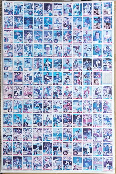 RARE Lot of 4 1983 Topps Baseball Uncut Sheets w. Boggs - Identical Sheets But Each at a Different Step in the Color Process - B/W, Cyan, Magenta, Yellow