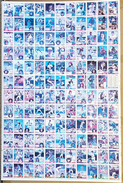 RARE Lot of 4 1983 Topps Baseball Uncut Sheets w. Boggs Rookie Card - Identical Sheets But Each at a Different Step in the Color Process - B/W, Cyan, Magenta, Yellow