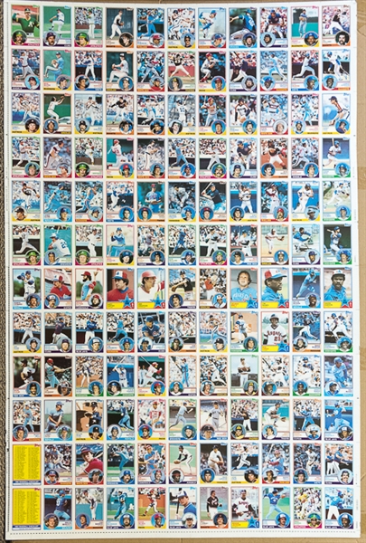 RARE Lot of 4 1983 Topps Baseball Uncut Sheets w. Nolan Ryan - Identical Sheets But Each at a Different Step in the Color Process - B/W, Cyan, Magenta, Yellow