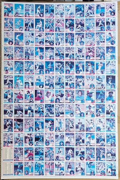RARE Lot of 4 1983 Topps Baseball Uncut Sheets w. Nolan Ryan - Identical Sheets But Each at a Different Step in the Color Process - B/W, Cyan, Magenta, Yellow