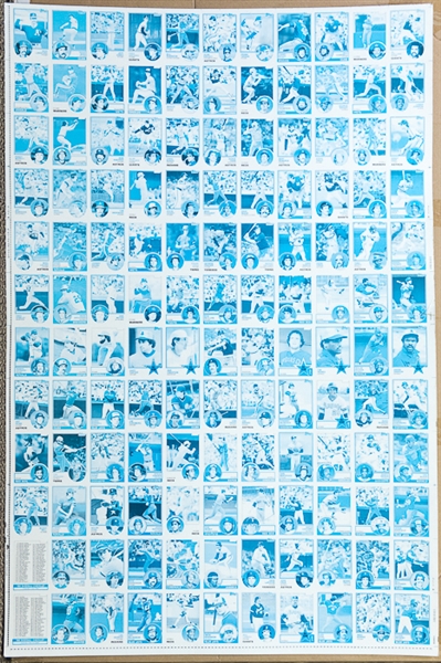 RARE Lot of 4 1983 Topps Baseball Uncut Sheets w. Nolan Ryan - Identical Sheets But Each at a Different Step in the Color Process - B/W, Cyan, Magenta, Yellow