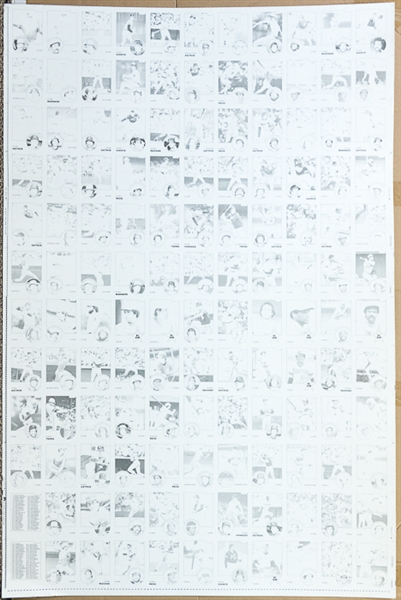 RARE Lot of 4 1983 Topps Baseball Uncut Sheets w. Nolan Ryan - Identical Sheets But Each at a Different Step in the Color Process - B/W, Cyan, Magenta, Yellow