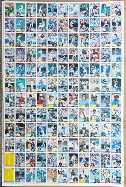 RARE Lot of 4 1983 Topps Baseball Uncut Sheets w. Nolan Ryan - Identical Sheets But Each at a Different Step in the Color Process - B/W, Cyan, Magenta, Yellow