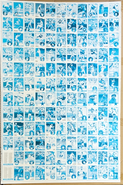 RARE Lot of 4 1983 Topps Baseball Uncut Sheets w. Nolan Ryan - Identical Sheets But Each at a Different Step in the Color Process - B/W, Cyan, Magenta, Yellow