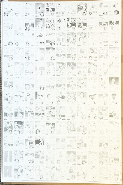RARE Lot of 4 1983 Topps Baseball Uncut Sheets w. Nolan Ryan - Identical Sheets But Each at a Different Step in the Color Process - B/W, Cyan, Magenta, Yellow