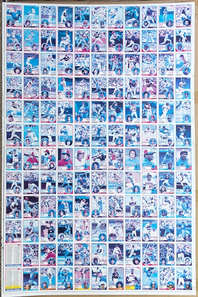 RARE Lot of 4 1983 Topps Baseball Uncut Sheets w. Nolan Ryan - Identical Sheets But Each at a Different Step in the Color Process - B/W, Cyan, Magenta, Yellow