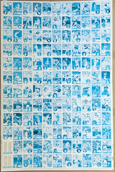 RARE Lot of 4 1983 Topps Baseball Uncut Sheets w. Nolan Ryan - Identical Sheets But Each at a Different Step in the Color Process - B/W, Cyan, Magenta, Yellow