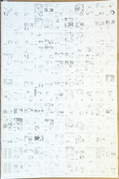 RARE Lot of 4 1983 Topps Baseball Uncut Sheets w. Nolan Ryan - Identical Sheets But Each at a Different Step in the Color Process - B/W, Cyan, Magenta, Yellow