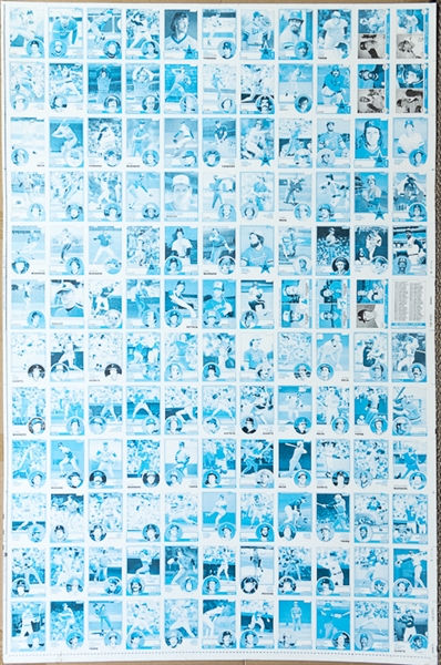 RARE Lot of 6 - 1983 Topps Baseball Uncut Sheets w. 2 Sheets w. Boggs Rookie Cards on Cyan and  B/W sheets (other 4 sheets inc. identical cards w. managers on b/w, cyan, magenta, yellow)