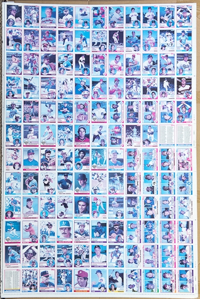 RARE Lot of 6 - 1983 Topps Baseball Uncut Sheets w. 2 Sheets w. Boggs Rookie Cards on Cyan and  B/W sheets (other 4 sheets inc. identical cards w. managers on b/w, cyan, magenta, yellow)