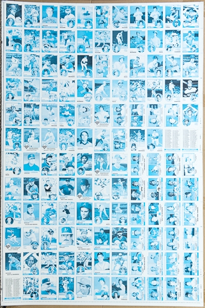 RARE Lot of 6 - 1983 Topps Baseball Uncut Sheets w. 2 Sheets w. Boggs Rookie Cards on Cyan and  B/W sheets (other 4 sheets inc. identical cards w. managers on b/w, cyan, magenta, yellow)